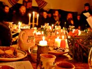(English) Monks and young people singing traditional carols Monks and young people people singing traditional carols