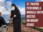 St. Paisios performs a miracle with Kostas (wheelchair user) on Mount Athos